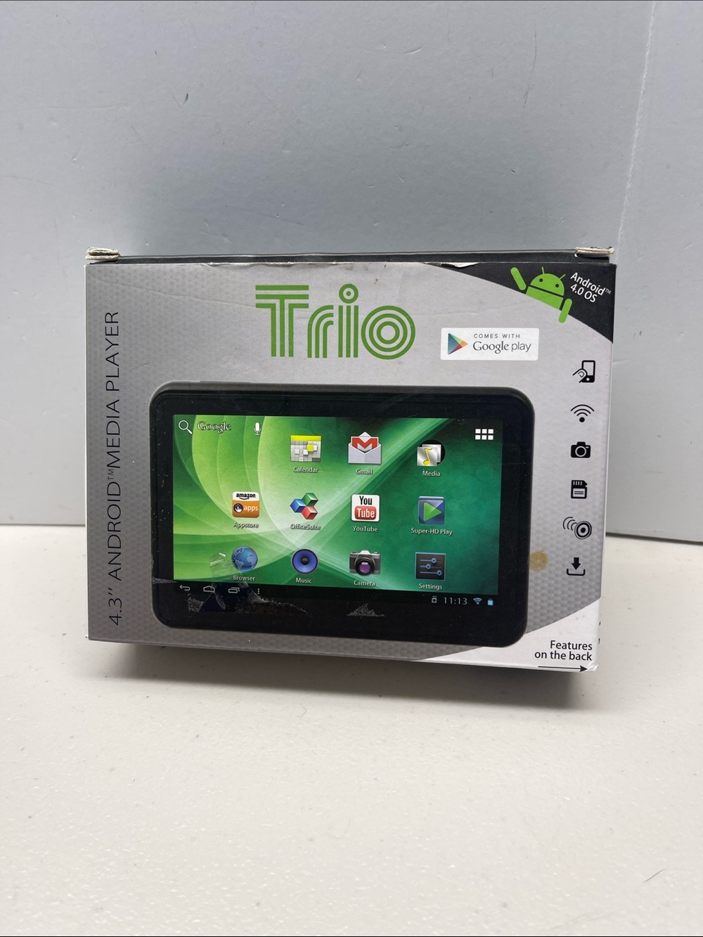 MEDIA PLAYER Trio Stealth Lite 4GB 4.3” Android 4.0C OS Wi-Fi - Black NEW